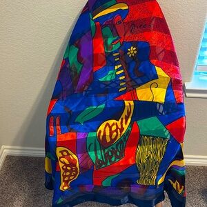 Picasso Scarf Multi Color 100% Polyester Made in Korea